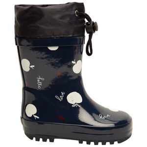 Regenlaarzen met waterdichte kraag met appelprint voor meisjes 