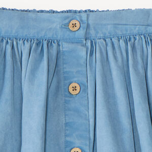 Jupe courte fille en toile boutonnée sur l'avant 