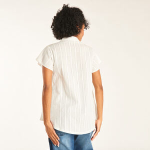 Korte mouwen blouse van effen stof voor dames 