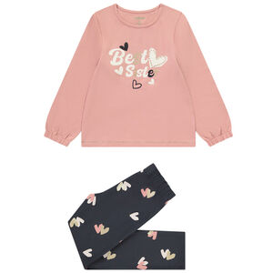 Set pyjama lang met hartjesprint en glinsterende details voor meisjes 