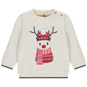 Pull doublé en velours avec renne brodé pour bébé garçon 