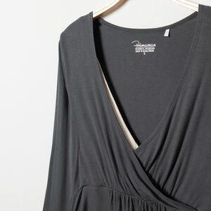 Grijze T-shirt met lange mouwen voor zwangerschap en borstvoeding 