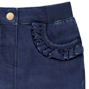 Jean en denim avec volants aux poches pour bébé fille 