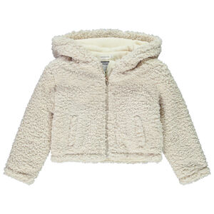 Korte sherpa jas met kap voor meisjes 