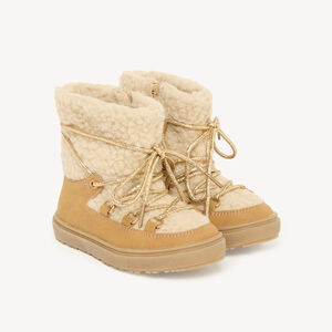 Girls' lace-up ankle boots with zip in faux fur 
