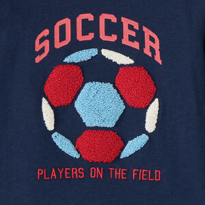 T-shirt manches longues uni à motif brodé effet bouclette pour garçon  