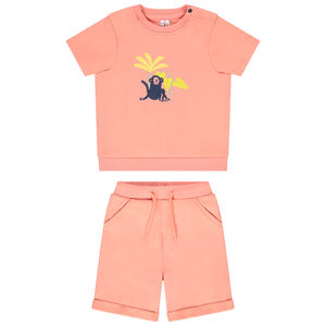 Tweedelige set in fleece met aap print voor baby jongen 