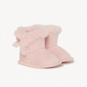 Bottines souples à fausse fourrure et nœud pour bébé fille 