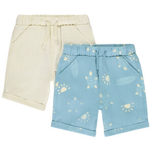 Lot de 2 bermudas molleton fantaisie pour bébé garçon 