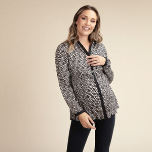 Zwangerschaps- en borstvoedingsblouse met etnisch patroon 