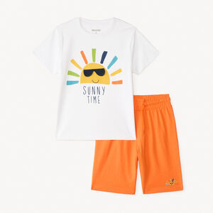 Set van korte pyjama met speelse zonprint voor jongens 
