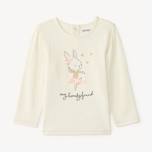 T-shirt manches longues bébé fille print à relief fantaisie 