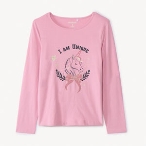 T-shirt manches longues à print pailleté pour fille 