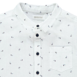 Chemise manches courtes imprimée bateaux all-over 