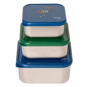 Stapelbare lunchbox van roestvrij staal 3STKS Blue Dino 