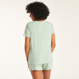 Loungewear set met korte mouwen t-shirt + short met zwangerschapsband. 