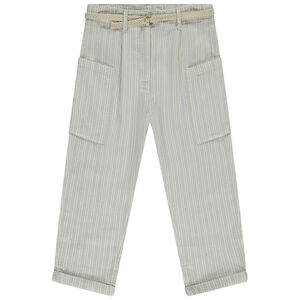 Pantalon rayé à poches + ceinture tressée pour fille 