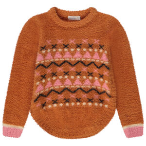 Trui in jacquard met effect van bont voor meisjes 
