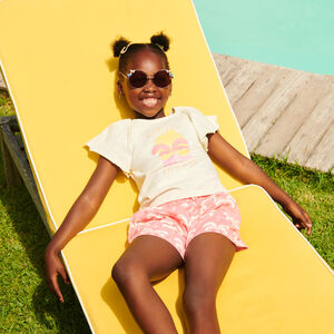 Ensemble 2 pièces t-shirt manches courtes + short motifs palmier pour fille 