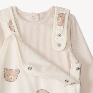 Tweedelig set met geprinte teddybeer jumpsuit voor baby 