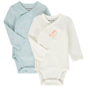 Set van 2 bodies in jersey print vogels voor baby meisje 