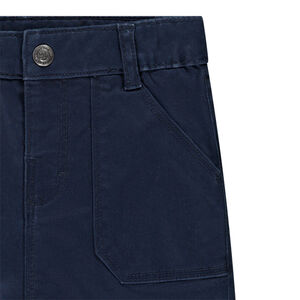 Effen twill broek met opgestikte zakken voor jongen 