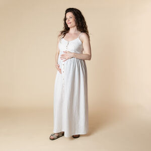 Robe longue de grossesse et d'allaitement rayée 