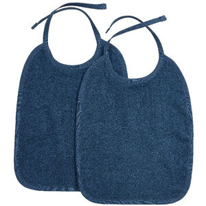 Lot de 2 bavoirs éponge avec fermeture à noeud - Indigo - 25x34 cm 