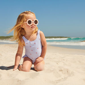 Eén piece badpak met gestreepte en kersenprint voor babymeisjes 