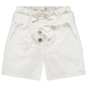 Korte paperbag in twill met strikceintuur voor meisjes 