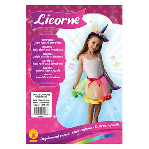 Déguisement licorne contenant jupon et serre-tête 5-8 ans 