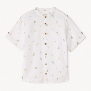 Korte mouwen mao kraag cactusprint shirt voor jongens 