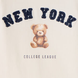 T-shirt met lange mouwen, beertjesprint en geborduurde letters voor meisjes 