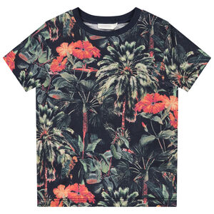 T-shirt met korte mouwen bedrukt met tropisch bos voor jongens 