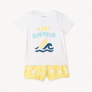 Ensemble 2 pièces t-shirt manches courtes + short imprimé surf pour bébé garçon 