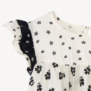 Tuniek met korte mouwen van gaas met bloemenprint voor meisjes 