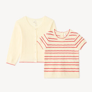 Gilet et t-shirt bébé fille en tricot fantaisie 