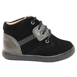 Bottillons en cuir à lacets avec empiècements argentés 