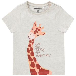 T-shirt met korte mouwen en giraffenprint voor babyjongens 