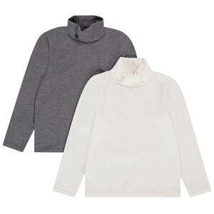 Set van 2 ondertruien met col in effen jersey voor jongen 