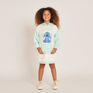 Robe sweat à capuche fille print Stitch 