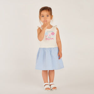 Zomerjurk 2-in-1 met fantasietekening en gestreepte rok voor babymeisjes 