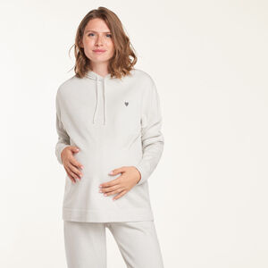 Zwangerschaps hoodie met gebreide hartborduurmotief 