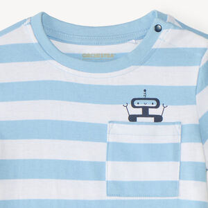 T-shirt gestreept met robotprint voor babyjongen 
