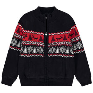 Gilet en tricot jacquard motif Noël pour garçon 