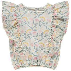 Top met ruche van gaas met bloemen voor meisjes 