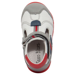 Salomés en cuir avec empiècements contrastés 