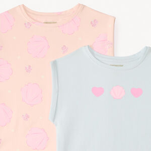 Lot de 2 t-shirts manches courtes forme boîte pour fille 
