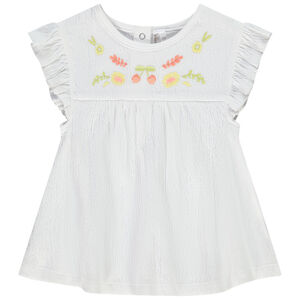 Tunique manches courtes brodée pour bébé fille 