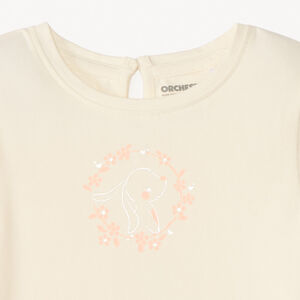 T-shirt met korte mouwen met een eenkleurige print van een konijn voor meisjesbaby's 